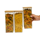 Kit 3 Potes De Acrílico 2l Com Tampa Herméticos Quadrados - T