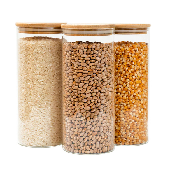 Kit 3 Potes De Vidro 1,6l Tampa De Bambu Herméticos Redondos