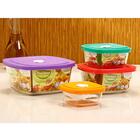 Kit 3 Potes De Vidro 2l Marinex Facilita Tigelas Quadradas Co