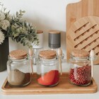 Kit 3 Potes De Vidro Com Colher De Bambu E Tampa De Cortiça P