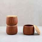 Kit 3 Potes Dolomita Com Tampa De Bambu Rosto - Oikos Terraco