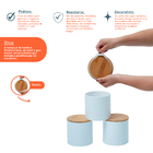 Kit 3 Potes Dolomita Com Tampa De Bambu Zig Zag 900ml - Oikos