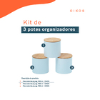 Kit 3 Potes Dolomita Com Tampa De Bambu Zig Zag 900ml - Oikos