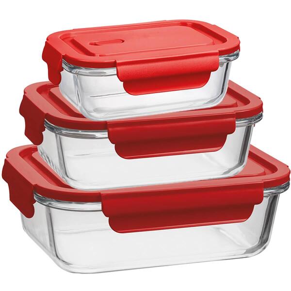 Kit 3 Potes Herméticos De Vidro Borossilicato P M G Retangula