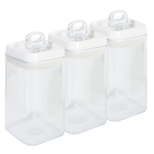 Kit 3 Potes Herméticos Tampa Flip Lock Acrílico 450ml