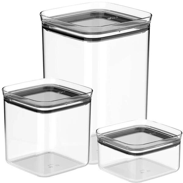 Kit 3 Potes Herméticos Vidro 3,5l 2,3l 1l Porta Mantimentos A