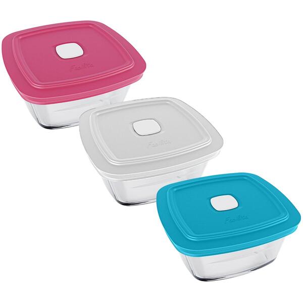 Kit 3 Potes Marinex Facilita Vap 1 Litro Tigelas Quadradas Co