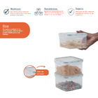 Kit 3 Potes Plástico Herméticos Para Mantimentos Transparente