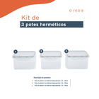 Kit 3 Potes Plástico Herméticos Para Mantimentos Transparente