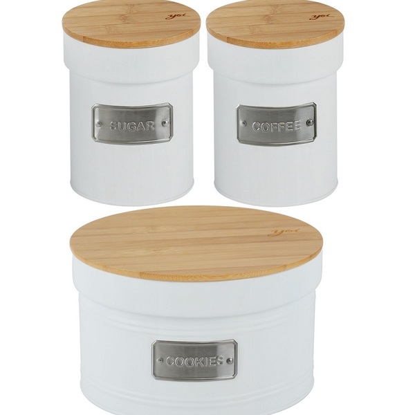 Kit 3 Potes Porta Condimentos Metal Com Tampa Matte Cozinha B