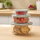 Kit 3 Potes Redondos Vidro Transparente 0,3L/0,85L/1,6L Delinia