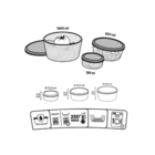 Kit 3 Potes Redondos Vidro Transparente 0,3L/0,85L/1,6L Delinia