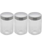 Kit 3 Potes Vidro Borossilicato Lyor 1,2l Cada Tampa Prata Sy