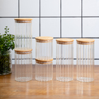 Kit 3 Potes Vidro Herméticos Para Mantimentos Canelado Com Ta