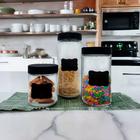 Kit 3 Potes Vidro Porta Mantimentos Organizador De Alimentos