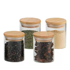 Kit 3 Potes Vidro Tampa Bambu Hermético Temperos 200ml