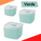 Kit 3 Potes Wave Quadrado Plasvale 0 6 / 1 4 / 2 8 Litros - V