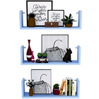 Kit 3 Prateleira Nicho U 40x15x10p Azul Claro Mdf Dvd Livro