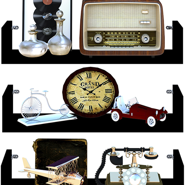 Kit 3 Prateleira Nicho U 40x15x10p Preto Mdf Dvd Livro