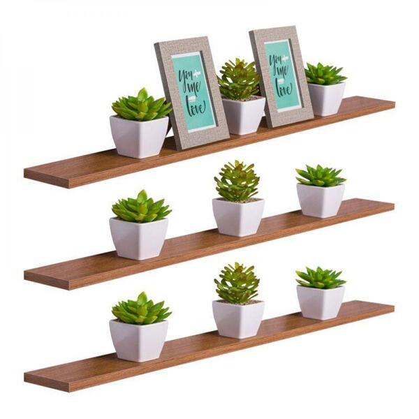 Kit 3 Prateleiras 100 X 10cm Freijó Suporte Invisível