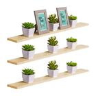 Kit 3 Prateleiras 100 X 20cm Bege Claro Suporte Invisível