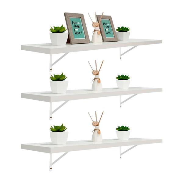 Kit 3 Prateleiras 100 X 20cm Branco Espessura 25mm Mão France