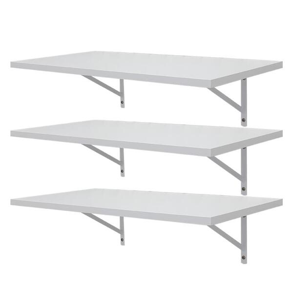 Kit 3 Prateleiras 100 X 25cm Branca Com Mão Francesa