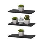 Kit 3 Prateleiras 30 X 10cm Preta Suporte Invisível