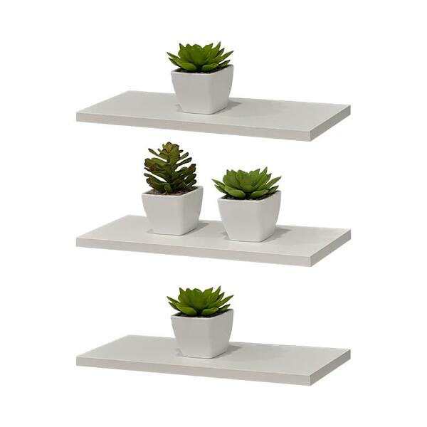 Kit 3 Prateleiras 30 X 15cm Branca Suporte Invisível