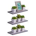 Kit 3 Prateleiras 30 X 15cm Cinza Claro Suporte Invisível