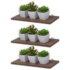 Kit 3 Prateleiras 30 X 15cm Nogal Com Suporte Tucano
