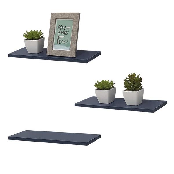 Kit 3 Prateleiras 40 X 10cm Azul Suporte Invisível