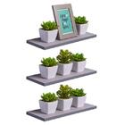 Kit 3 Prateleiras 40 X 10cm Cinza Claro Suporte Invisível