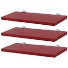 Kit 3 Prateleiras 40 X 15cm Vermelha Com Suporte Tucano