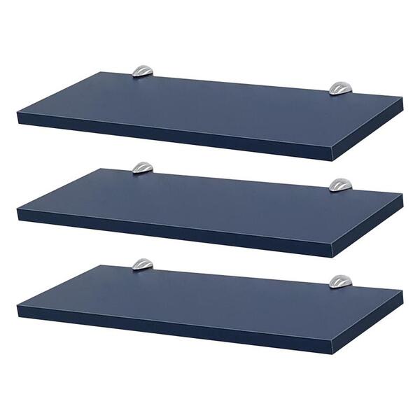 Kit 3 Prateleiras 50 X 15cm Azul Com Suporte Tucano