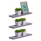 Kit 3 Prateleiras 50 X 15cm Cinza Claro Suporte Invisível