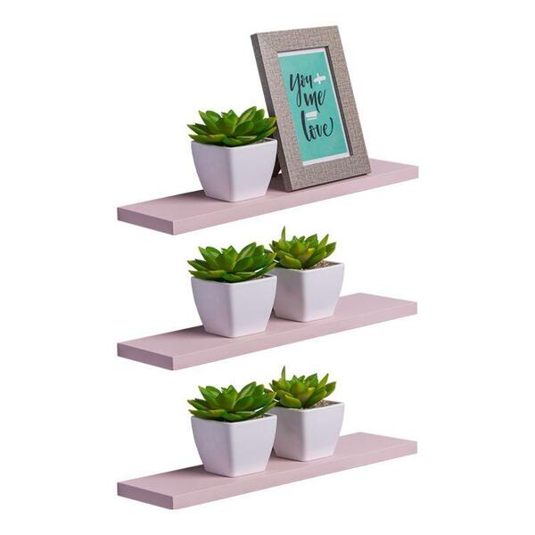 Kit 3 Prateleiras 60 X 10cm Rosa Claro Suporte Invisível