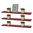 Kit 3 Prateleiras 60 X 15cm Vermelha Suporte Invisível
