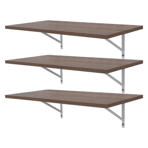 Kit 3 Prateleiras 60 X 30cm Nogal Com Mão Francesa