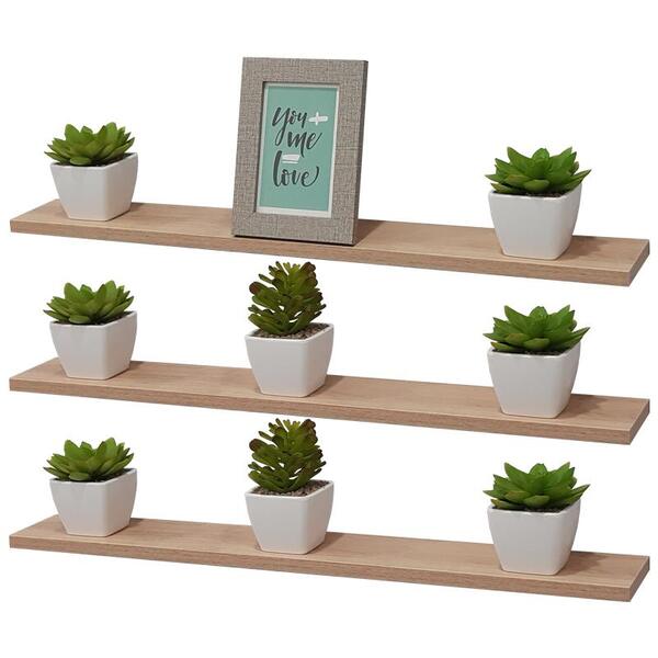 Kit 3 Prateleiras 70 X 10cm Carvalho Suporte Invisível