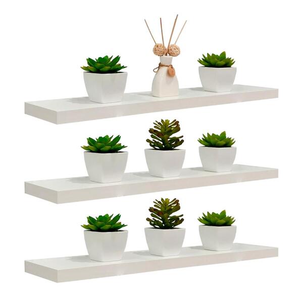 Kit 3 Prateleiras 70 X 20cm Branco Espessura 25mm Suporte Inv