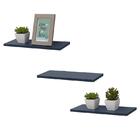 Kit 3 Prateleiras 80 X 15cm Azul Suporte Invisível