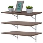 Kit 3 Prateleiras 80 X 30cm Nogal Com Mão Francesa