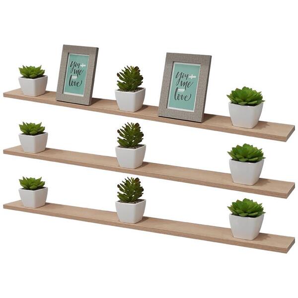 Kit 3 Prateleiras 90 X 15cm Carvalho Suporte Invisível