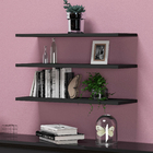 Kit 3 Prateleiras Lisa Nicho Mdf Tamanho 60cm X 20cm Preto