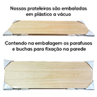 Kit 3 Prateleiras Madeira De Pino 60x20 Suporte Invisível