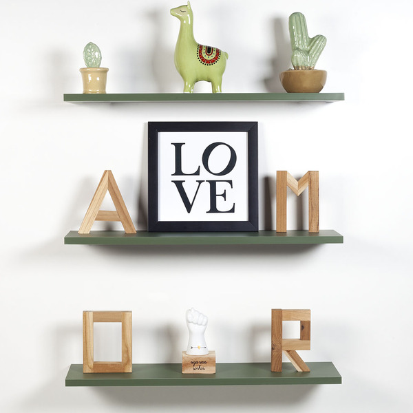 Kit 3 Prateleiras Mdf Verde Escuro 40cm Suporte Invisível