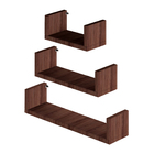 Kit 3 Prateleiras Nicho U 40/30/20 Mdf Castanho Bronze