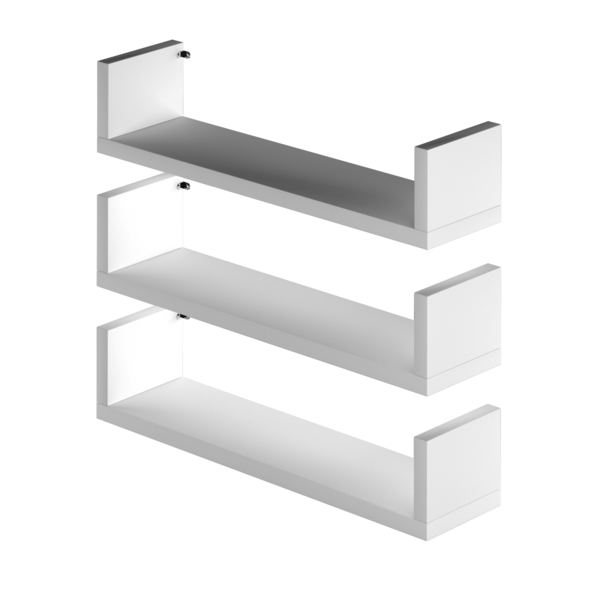 Kit 3 Prateleiras Nicho U 50x10x15cm  Mdf Livros Branco