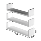 Kit 3 Prateleiras Nicho U 50x10x15cm Branco Preto Mdf Livros